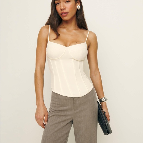 Reformation Rosetta Top Fior Di Latte Bustier Size 4 Sweetheart Neckline - Picture 5 of 16